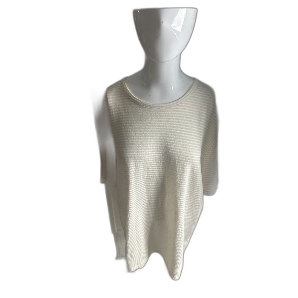 Vince Women’s Top Short Sz L Sleeves Crew Neck Striped Crew Neck